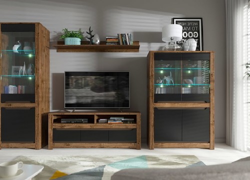 Σύνθετο σαλονιού RUSO χρώμα δρυός - μαύρο