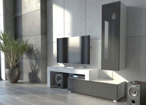 Σύνθετο σαλονιού MILANO 108-200 ΛΕΥΚΟ ΜΑΥΡΟ