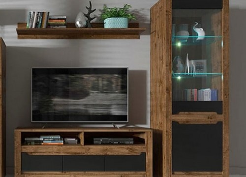 Σύνθετο σαλονιού RUSO 2 χρώμα δρυός - μαύρο