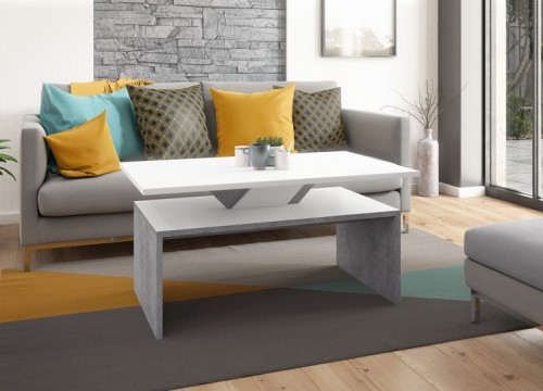 Τραπεζάκι σαλονιού SISI Λευκό-Μπετόν Τραπεζάκι σαλονιού SISI Λευκό-Μπετόν