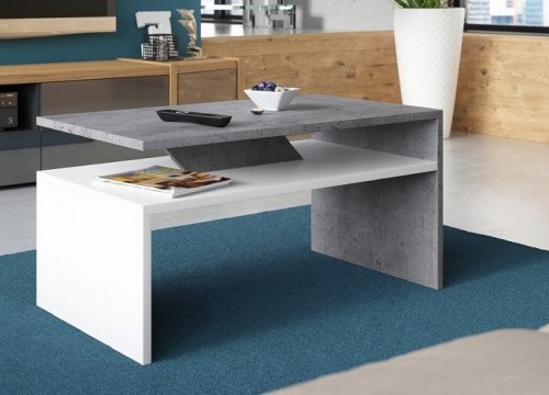 Τραπεζάκι σαλονιού PRIMA Μπετόν- Λευκό Τραπεζάκι σαλονιού PRIMA Μπετόν- Λευκό