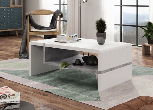 Τραπεζάκι σαλονιού FOLK Λευκό-μπετόν Τραπεζάκι σαλονιού FOLK Λευκό-μπετόν