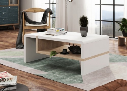 Τραπεζάκι σαλονιού FOLK Λευκό - Sonoma Τραπεζάκι σαλονιού FOLK Λευκό - Sonoma