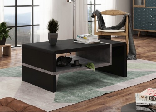 Τραπεζάκι σαλονιού FOLK  Μαύρο - Μπετόν Τραπεζάκι σαλονιού FOLK  Μαύρο - Μπετόν