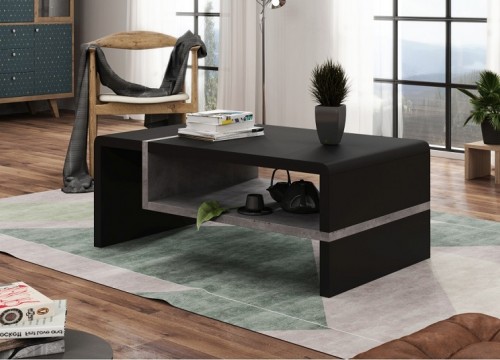 Τραπεζάκι σαλονιού FOLK  Μαύρο - Μπετόν Τραπεζάκι σαλονιού FOLK  Μαύρο - Μπετόν