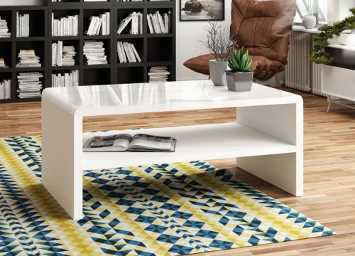 Τραπεζάκι σαλονιού ROCK λευκό λάκα -λευκό ματ Τραπεζάκι σαλονιού ROCK λευκό λάκα -λευκό ματ