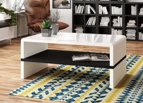 Τραπεζάκι σαλονιού ROCK Λευκό λάκα-Μαύρο ματ Τραπεζάκι σαλονιού ROCK Λευκό λάκα-Μαύρο ματ