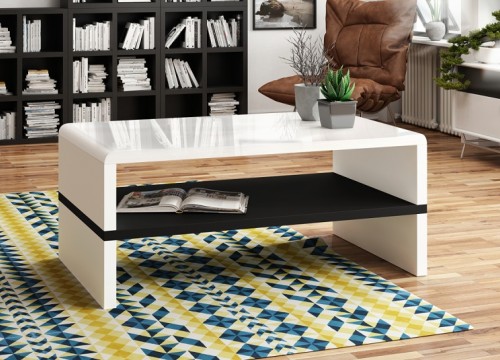 Τραπεζάκι σαλονιού ROCK Λευκό λάκα-Μαύρο ματ Τραπεζάκι σαλονιού ROCK Λευκό λάκα-Μαύρο ματ