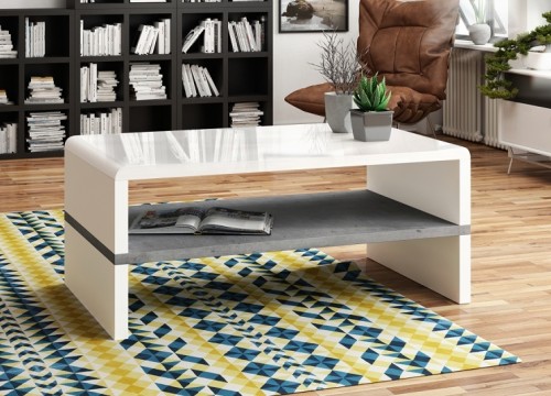 Τραπεζάκι σαλονιού ROCK Λευκό λάκα - μπετόν ματ Τραπεζάκι σαλονιού ROCK Λευκό λάκα - μπετόν ματ