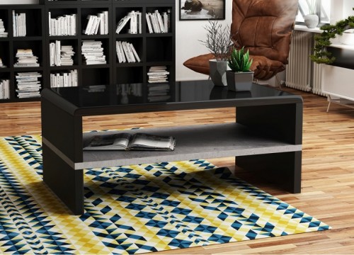 Τραπεζάκι σαλονιού ROCK Μαύρο λάκα -μπετόν Τραπεζάκι σαλονιού ROCK Μαύρο λάκα -μπετόν