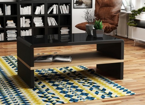 Τραπεζάκι σαλονιού ROCK Μαύρο λάκα - χρώμα δρυός CRAFT ZLOTY Τραπεζάκι σαλονιού ROCK Μαύρο λάκα - χρώμα δρυός CRAFT ZLOTY