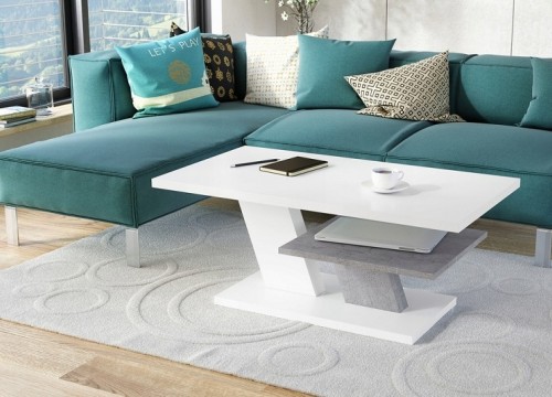 Τραπεζάκι σαλονιού CLIFF Λευκό ματ - Μπετόν