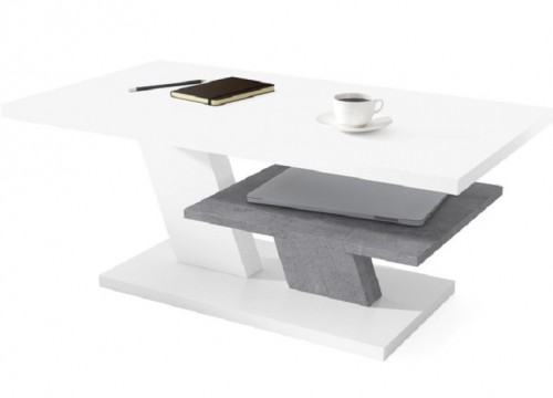 Τραπεζάκι σαλονιού CLIFF Λευκό ματ - Μπετόν