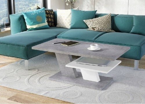 Τραπεζάκι σαλονιού CLIFF μπετόν-λευκό