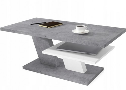 Τραπεζάκι σαλονιού CLIFF μπετόν-λευκό