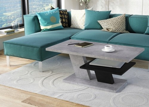 Τραπεζάκι σαλονιού CLIFF Μπετόν - Μαύρο ματ