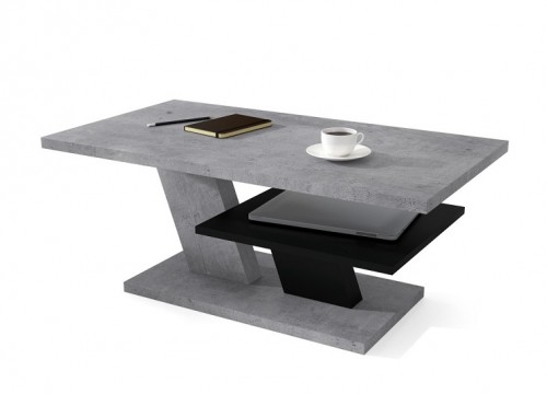 Τραπεζάκι σαλονιού CLIFF Μπετόν - Μαύρο ματ