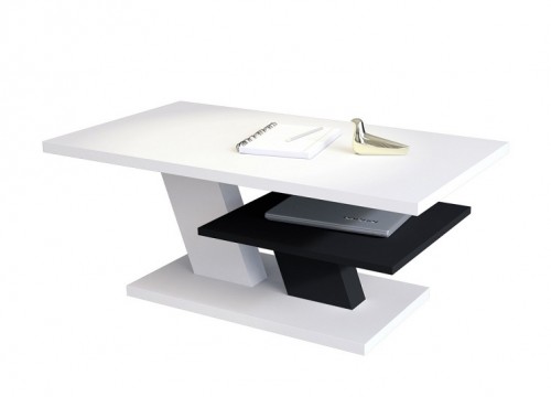 Τραπεζάκι σαλονιού CLIFF Λευκό ματ-Μαύρο ματ