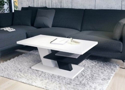 Τραπεζάκι σαλονιού CLIFF Λευκό ματ-Μαύρο ματ