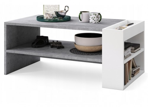 Τραπεζάκι σαλονιού NEFRI  Μπετόν-Λευκό