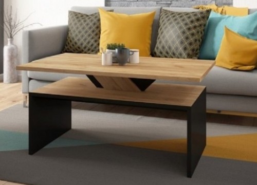 Τραπεζάκι σαλονιού SISI χρώμα δρυός Craft Zloty - μαύρο Τραπεζάκι σαλονιού SISI χρώμα δρυός Craft Zloty - μαύρο