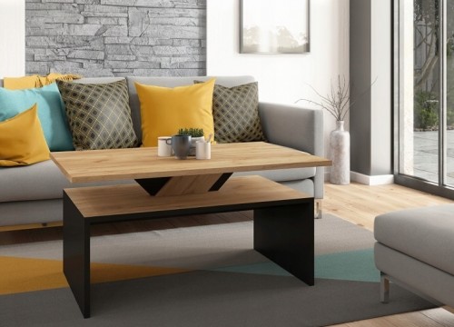 Τραπεζάκι σαλονιού SISI χρώμα δρυός Craft Zloty - μαύρο Τραπεζάκι σαλονιού SISI χρώμα δρυός Craft Zloty - μαύρο