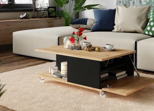 Τραπεζάκι σαλονιού VIENNA χρώμα δρυός Craft Zloty - Μαύρο Τραπεζάκι σαλονιού VIENNA χρώμα δρυός Craft Zloty - Μαύρο