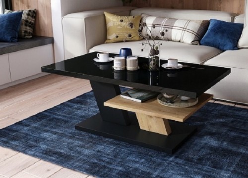 Tραπεζάκι σαλονιού CLIFF μαύρο λάκα -χρώμα δρυός Craft Zloty