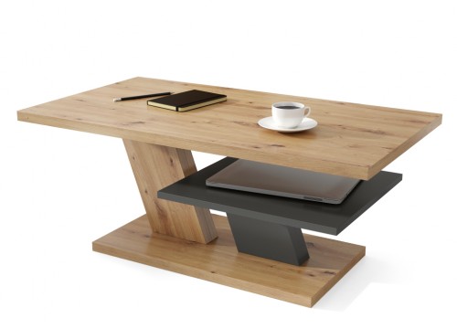 Τραπεζάκι σαλονιού CLIFF χρώμα δρυός Artisan - Γραφίτη