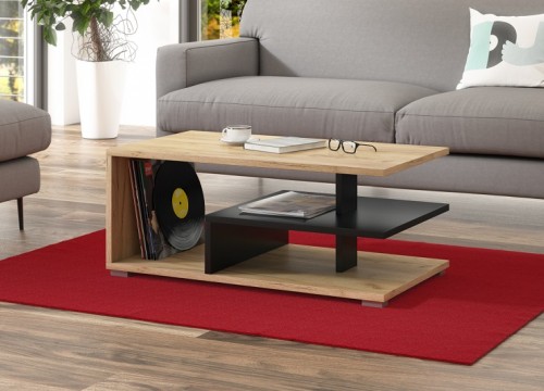 Τραπεζάκι σαλονιού LINK χρώμα δρυός CRAFT ZLOTY - Μαύρο