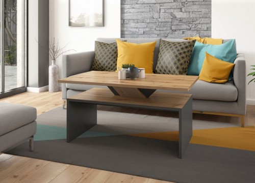 Tραπεζάκι σαλονιού SISI χρώμα δρυός Αrtisan-γραφίτη Tραπεζάκι σαλονιού SISI χρώμα δρυός Αrtisan-γραφίτη