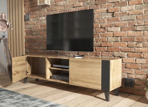 Έπιπλο τηλεόρασης  LOFT χρώμα δρυός-μαύρο