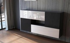 Κρεμαστή σύνθεση ντουλαπιών KWADRO 155 Μαύρο, λευκό - Μαύρο Κρεμαστή σύνθεση ντουλαπιών KWADRO 155 Μαύρο, λευκό - Μαύρο