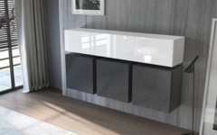 Μοντέρνα  επιτοίχια σύνθεση ντουλαπιών KWADRO 160 X  3 Λευκό - Μαύρο Μοντέρνα  επιτοίχια σύνθεση ντουλαπιών KWADRO 160 X  3 Λευκό - Μαύρο