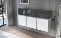 Μοντέρνα επιτοίχια σύνθεση ντουλαπιών KWADRO 160X3 Μαύρο - Λευκό Μοντέρνα επιτοίχια σύνθεση ντουλαπιών KWADRO 160X3 Μαύρο - Λευκό