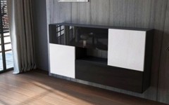 Κρεμαστή σύνθεση ντουλαπιών KWADRO 155 Μαύρο - μαύρολευκό Κρεμαστή σύνθεση ντουλαπιών KWADRO 155 Μαύρο - μαύρολευκό