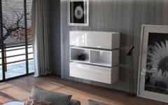 Κρεμαστή σύνθεση ντουλαπιών-ραφιού KWADRO 105X3 Λευκό Κρεμαστή σύνθεση ντουλαπιών-ραφιού KWADRO 105X3 Λευκό