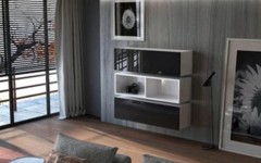 Κρεμαστή σύνθεση ντουλαπιών ραφιού KWADRO 105X3 λευκό ,μαύρο - Λευκό  Κρεμαστή σύνθεση ντουλαπιών ραφιού KWADRO 105X3 λευκό ,μαύρο - Λευκό